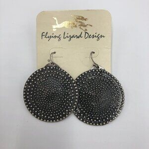 FLYING LIZARD DESIGN Antiqued Silver Earrings NWT